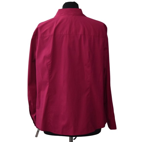 Talbots Woman Blouse Size 16W Cotton Stretch Long Sleeve Berry - Picture 3 of 7